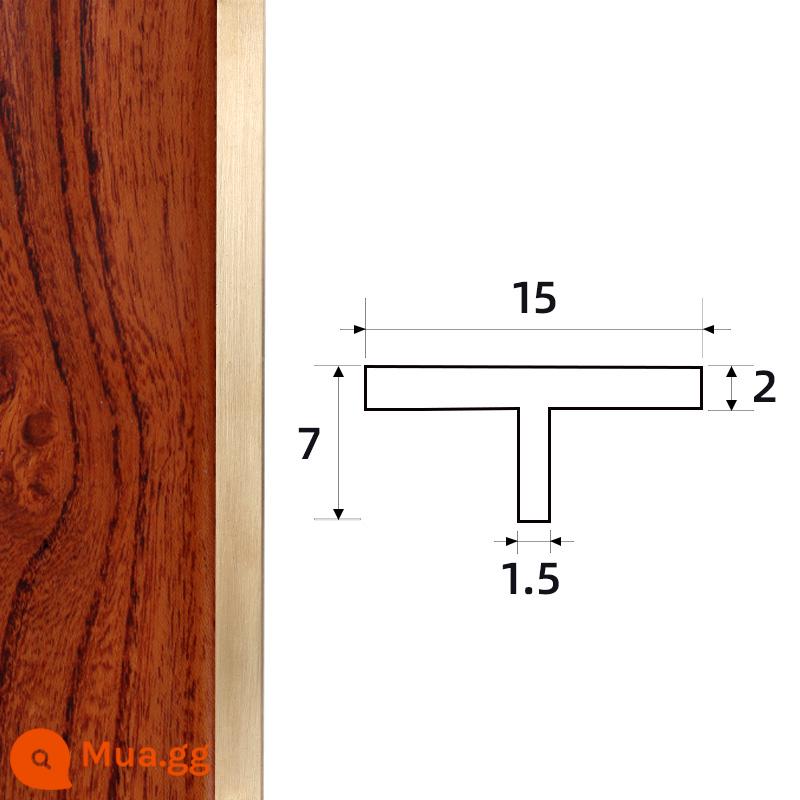 Dải đồng viền dải cườm hình chữ T Dải cạnh sàn gỗ Hình chữ T mở áp lực cực hẹp trang trí gạch đồng dát đồng thau - Bề mặt chữ T (chải) rộng 15*cao 7/m