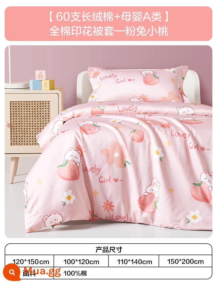 Bé Vỏ Chăn Cotton Nguyên Chất Loại Một Cũi Vỏ Chăn Trẻ Em Vỏ Chăn Cotton Đơn 120X150Cm mẫu Giáo Hoạt Hình - [60 sợi cotton dài + dành cho bà mẹ và trẻ sơ sinh loại A] vỏ chăn in bông—Thỏ hồng Xiaotao