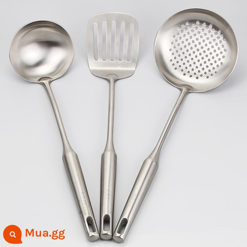 Thìa thìa inox 304 rò rỉ đồ dùng nhà bếp đồ dùng gia đình bộ xẻng nấu ăn trọn bộ đồ dùng nhà bếp - Bộ ba món (rây lọc + thìa súp + thìa chiên)