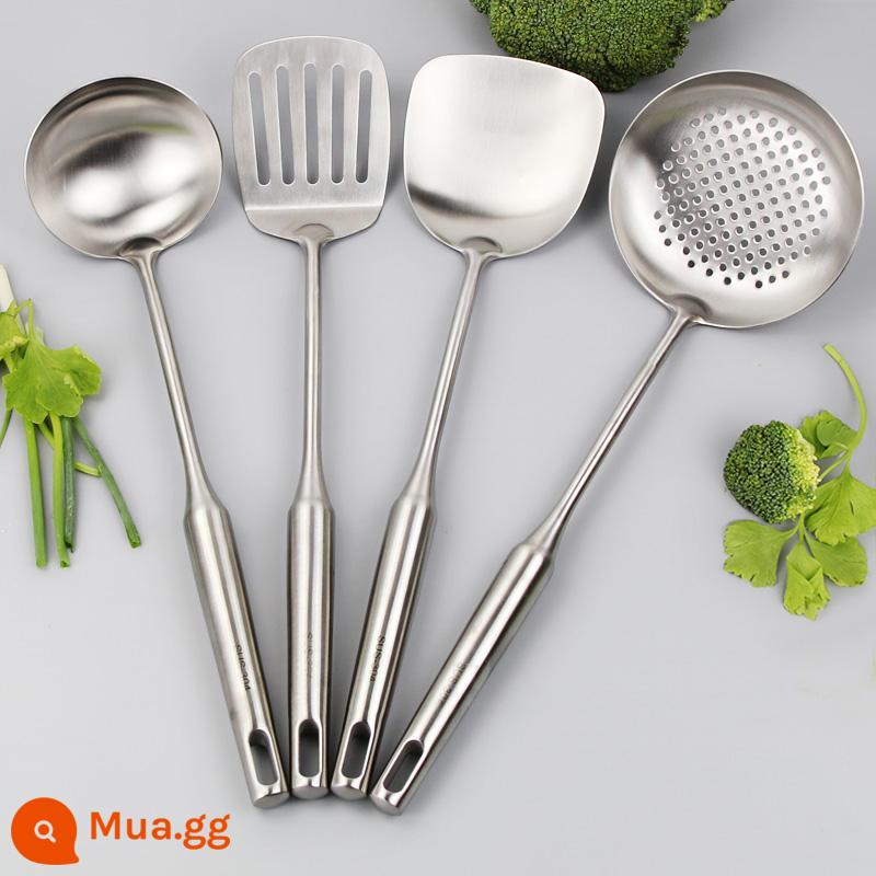 Thìa thìa inox 304 rò rỉ đồ dùng nhà bếp đồ dùng gia đình bộ xẻng nấu ăn trọn bộ đồ dùng nhà bếp - Bộ 4 món (thìa + thìa súp + thìa có rãnh + thìa chiên)