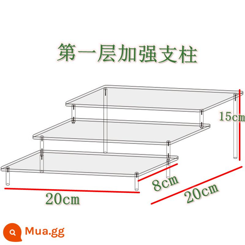 Acrylic Trong Suốt Nhiều Lớp Thang Kệ Mô Hình Anime Mô Hình Xe Ô Tô Mù Hộp Lưu Trữ Nước Hoa Đỡ Tùy Chỉnh - Ba tầng dài 20cm