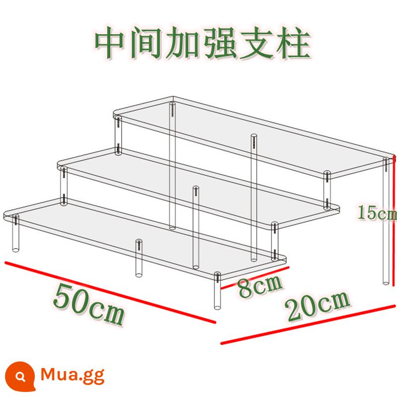 Acrylic Trong Suốt Nhiều Lớp Thang Kệ Mô Hình Anime Mô Hình Xe Ô Tô Mù Hộp Lưu Trữ Nước Hoa Đỡ Tùy Chỉnh - Ba tầng dài 50cm