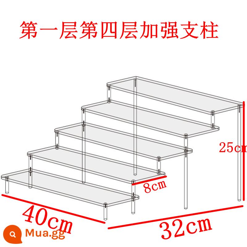 Acrylic Trong Suốt Nhiều Lớp Thang Kệ Mô Hình Anime Mô Hình Xe Ô Tô Mù Hộp Lưu Trữ Nước Hoa Đỡ Tùy Chỉnh - Năm lớp dài 40 cm