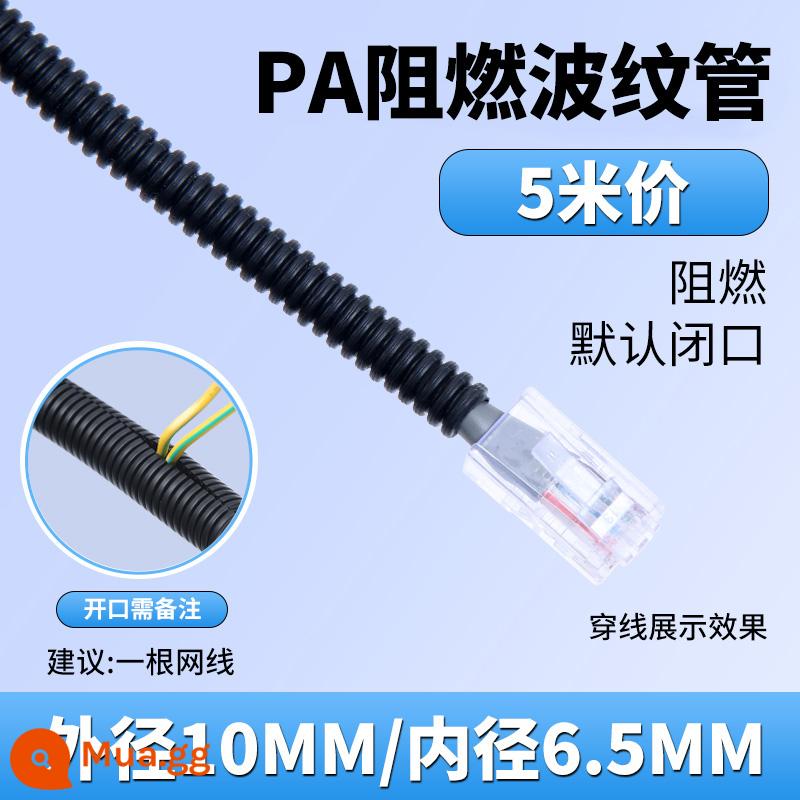 Ống lượn sóng nhựa Ống lượn sóng PE không cháy Ống lượn sóng PP/PA nylon chống cháy Vỏ bọc ống ren Ống ren - PA chống cháy AD10 đường kính trong 6,5mm/5 mét