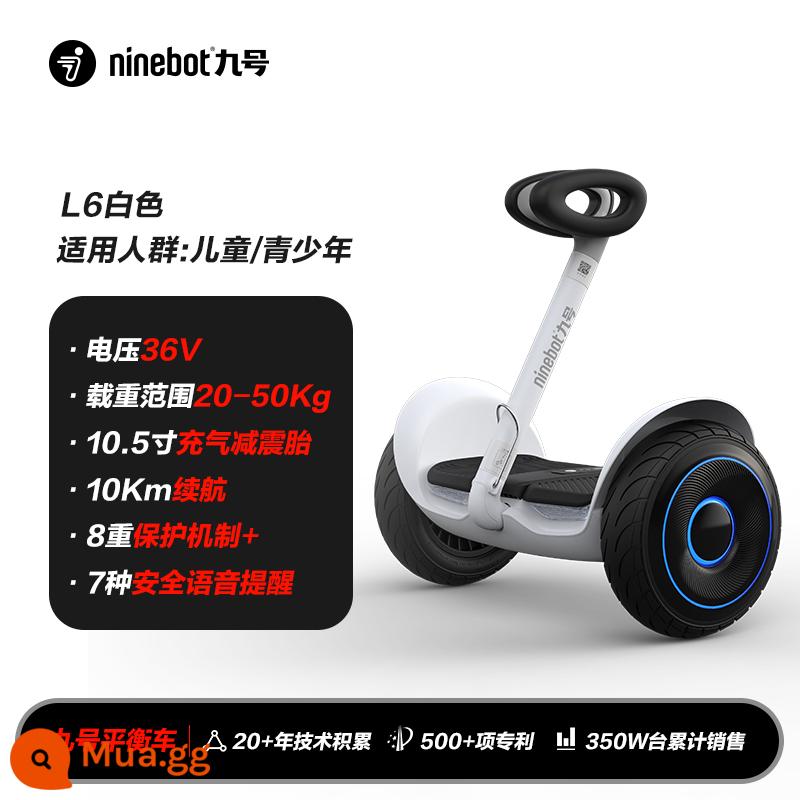 Ninebot Electric No. 9 Xe cân bằng L6 Điều khiển chân thông minh cho trẻ em 6 đến 12 tuổi LC2 Người lớn L8 Flagship - [36V trắng] L6