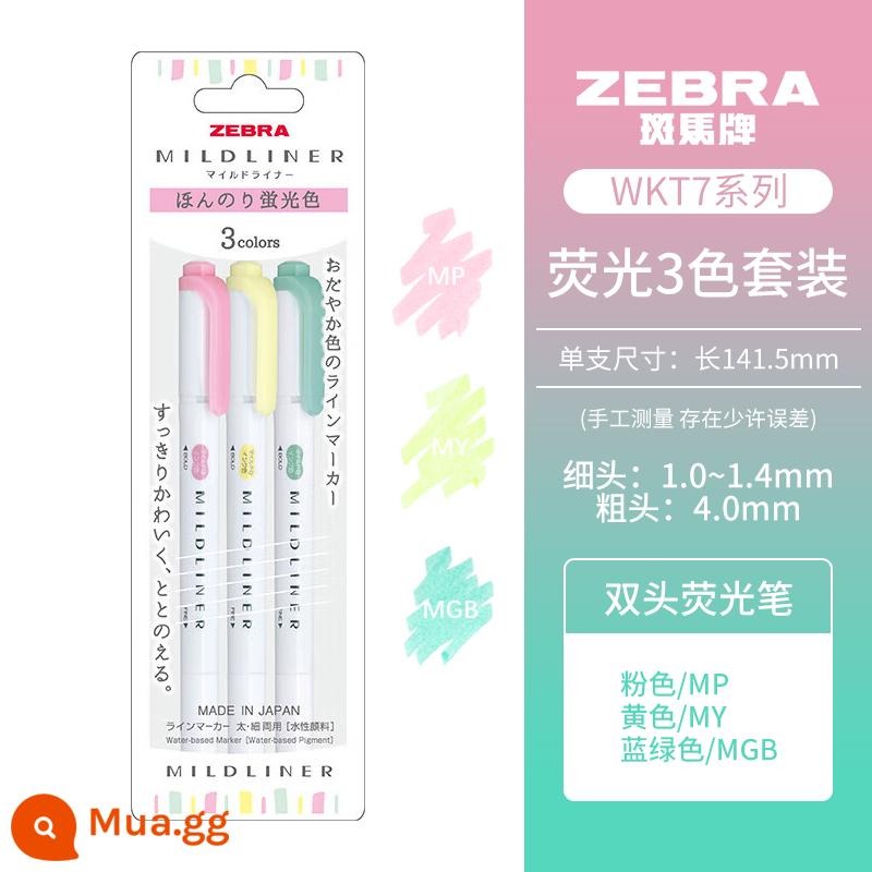 [Tự vận hành] Bút dạ quang mềm hai đầu dòng Mildliner dòng Zebra (ZEBRA) bút đánh dấu dòng đơn sắc bút đánh dấu học sinh WKT7 - Bộ huỳnh quang 3 màu (túi)