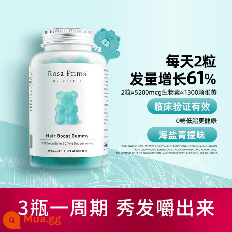 [Tự vận hành] Unichi Hair Bear Biotin Gummies củng cố chân tóc, giúp tóc chắc khỏe và cải thiện tình trạng xoăn cứng - [Ăn tóc] Tóc Gấu