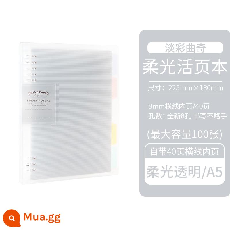 [Tự vận hành] Danh tiếng quốc gia kokuyo của Nhật Bản một mét sách nguyên chất mới một mét sách rời Khuôn viên nhỏ gọn tám lỗ có thể thay thế lõi có thể tháo rời Sách A5 sổ tay B5 đơn giản và không tiện dụng - [Bánh quy màu nhạt] A5 trong suốt + 40 trang nạp lại + nhãn dán đánh dấu