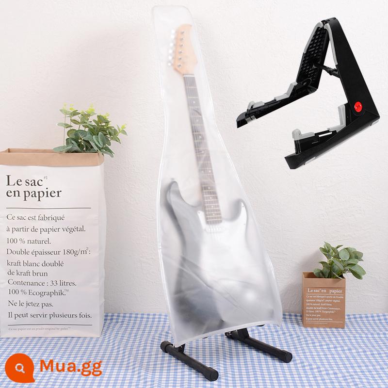 Đàn Guitar Điện Bụi Chống Nước Bao Ballad Trong Suốt Mờ Bao Đàn Guitar Dày Bên Ngoài Nhà Vị Trí Bộ Đàn Guitar Gỗ - Vỏ đàn guitar điện mờ + Chân đế Anoma AGS-01