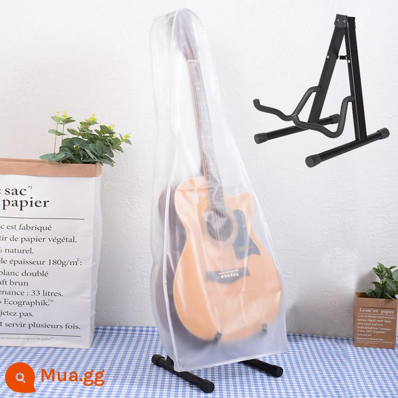 Đàn Guitar Điện Bụi Chống Nước Bao Ballad Trong Suốt Mờ Bao Đàn Guitar Dày Bên Ngoài Nhà Vị Trí Bộ Đàn Guitar Gỗ - Bìa đàn guitar dân gian trong suốt mờ + Chân đế