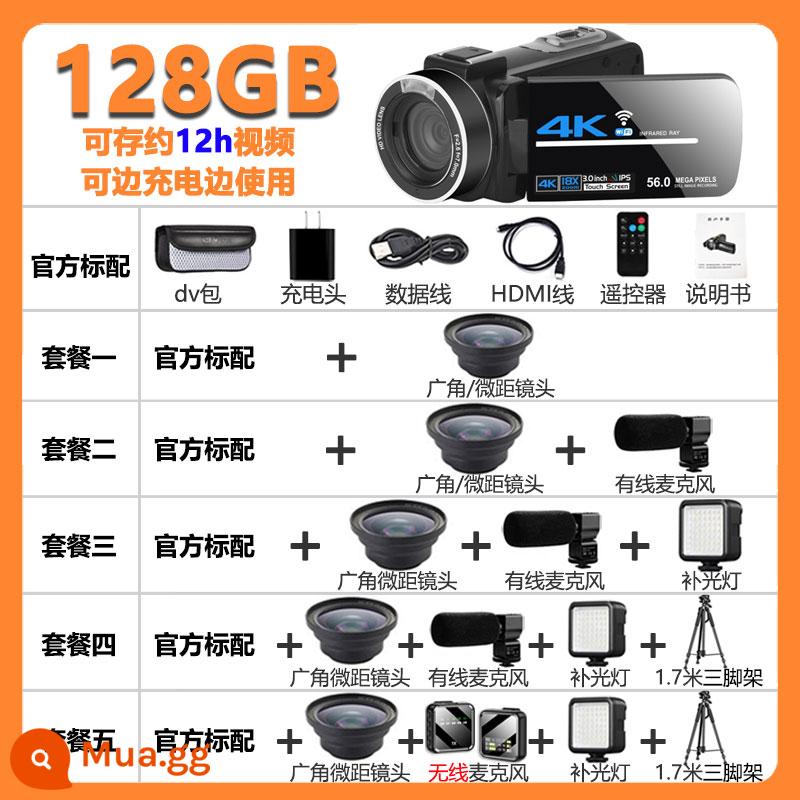 4K Máy Ảnh Kỹ Thuật Số Độ Nét Cao Vlog Nhà Du Lịch Học Sinh Cầm Tay Chống Rung DV Máy Quay Phim Chuyên Nghiệp Máy Ảnh - Đen (128 bộ nhớ/2 pin/có đế)