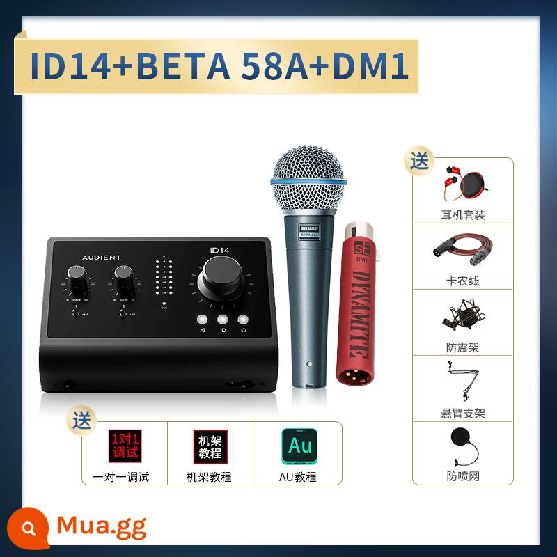 Audient/Orton ID4 ID14 MKII Ghi âm chuyên nghiệp Dubbing Truyền phát trực tiếp Thẻ âm thanh bên ngoài - Tiền khuếch đại micrô iD14+BETA58A+DM1