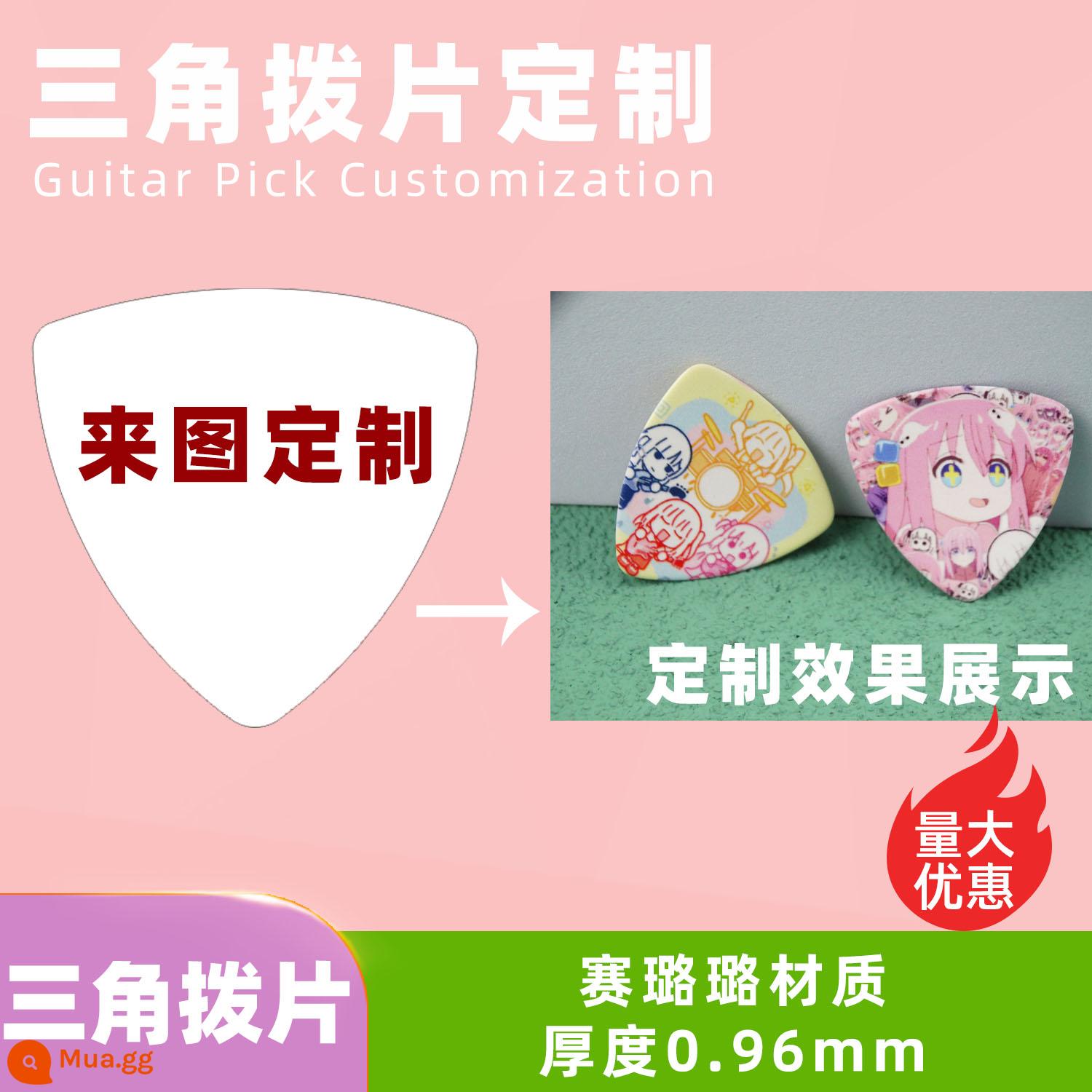 Đàn Guitar Pick Tùy Chỉnh Chọn Vòng Cổ Celluloid Đàn Guitar Tặng Chọn Đàn Guitar Cặp Đôi Chọn Chọn - Tùy chỉnh độ dày hình tam giác 0,96mm 10 miếng