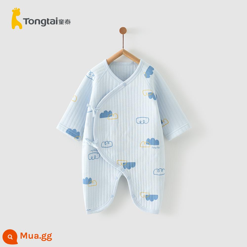 Tongtai mùa thu đông 0-6 tháng sơ sinh bé trai và bé gái quần áo trẻ em cotton mỏng bướm áo liền quần cotton nguyên chất dày dặn áo liền quần - Quần áo bướm ấm áp-Mây xanh