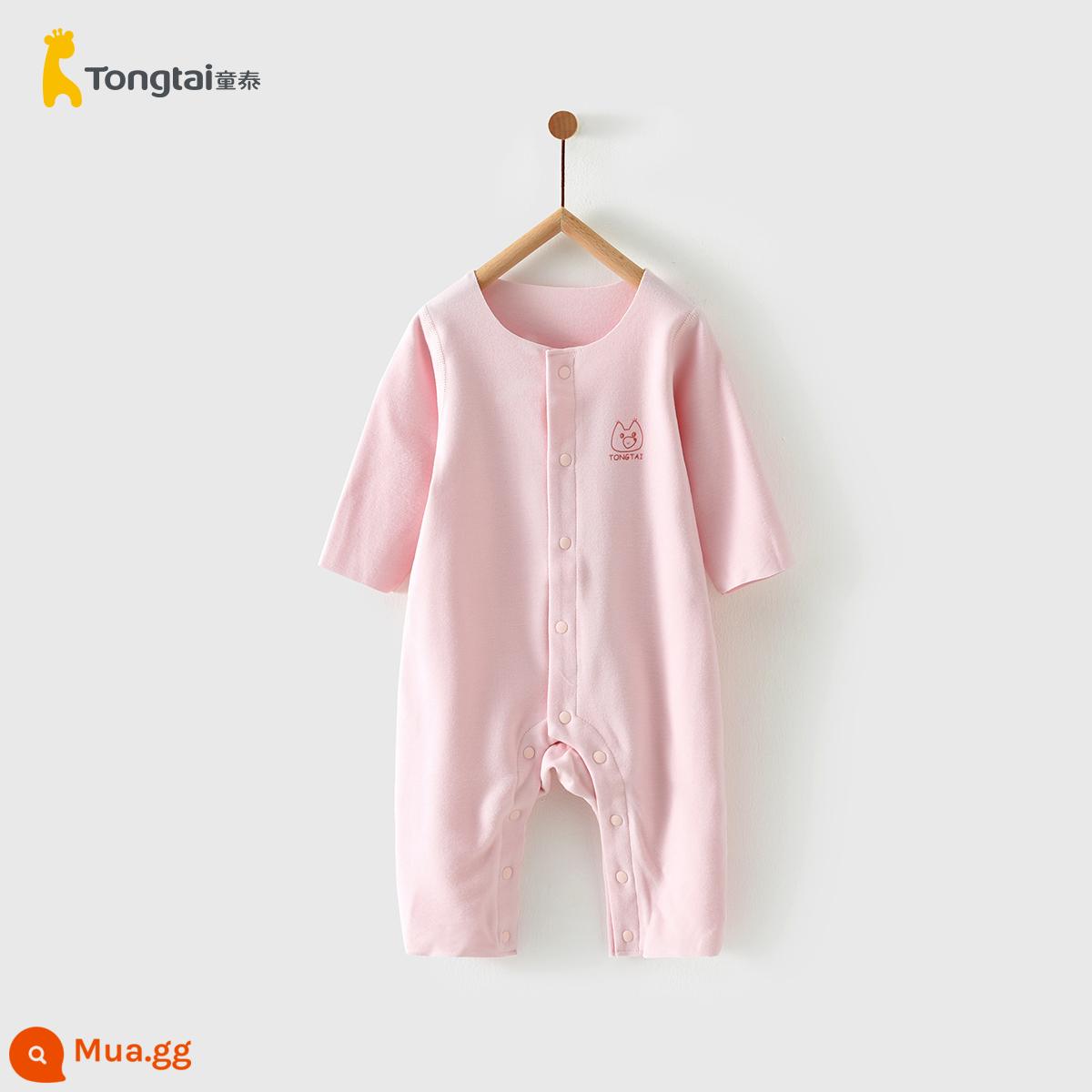 Tongtai mùa thu đông 0-6 tháng sơ sinh bé trai và bé gái quần áo trẻ em cotton mỏng bướm áo liền quần cotton nguyên chất dày dặn áo liền quần - Jumpsuit DeRong màu hồng