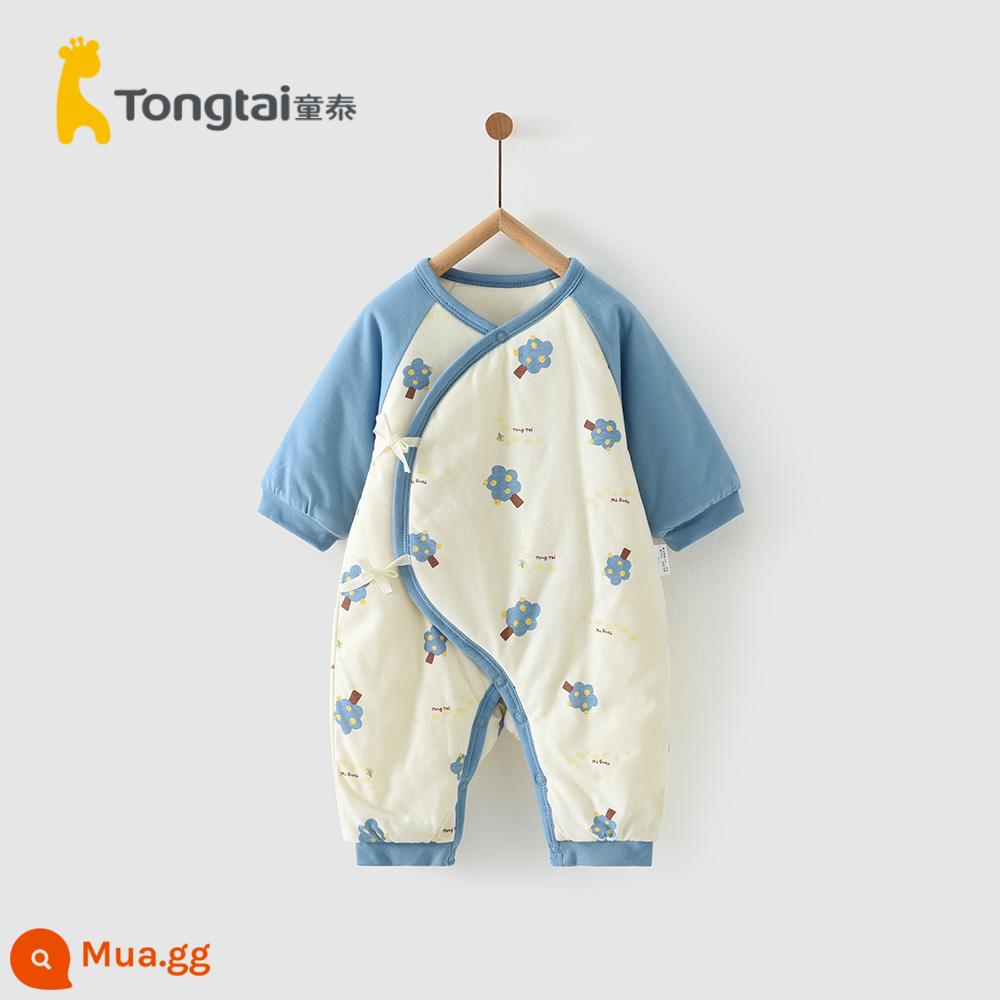 Tongtai mùa thu và mùa đông bé sơ sinh trẻ em bé trai và bé gái quần áo trẻ em cotton nguyên chất dày jumpsuit ấm mỏng bông áo liền quần cotton áo khoác - cây xanh