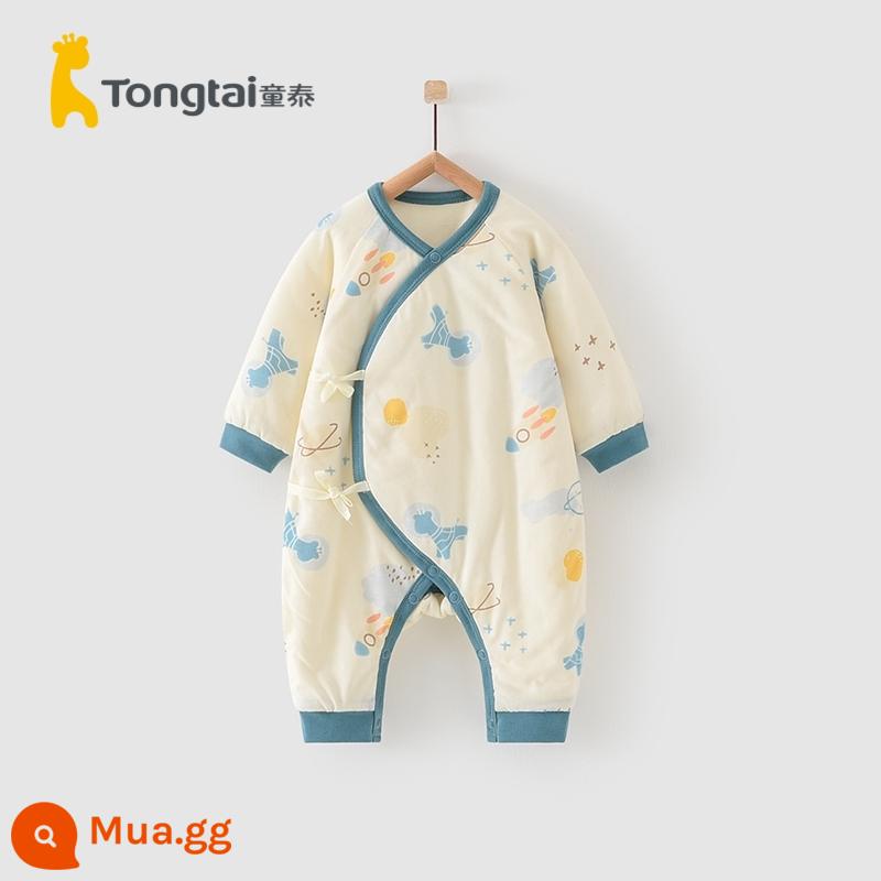 Tongtai mùa thu và mùa đông 0-6 tháng trẻ sơ sinh và trẻ nhỏ cotton áo liền quần kimono nhẹ và ấm áo liền quần chần bông - màu xanh da trời