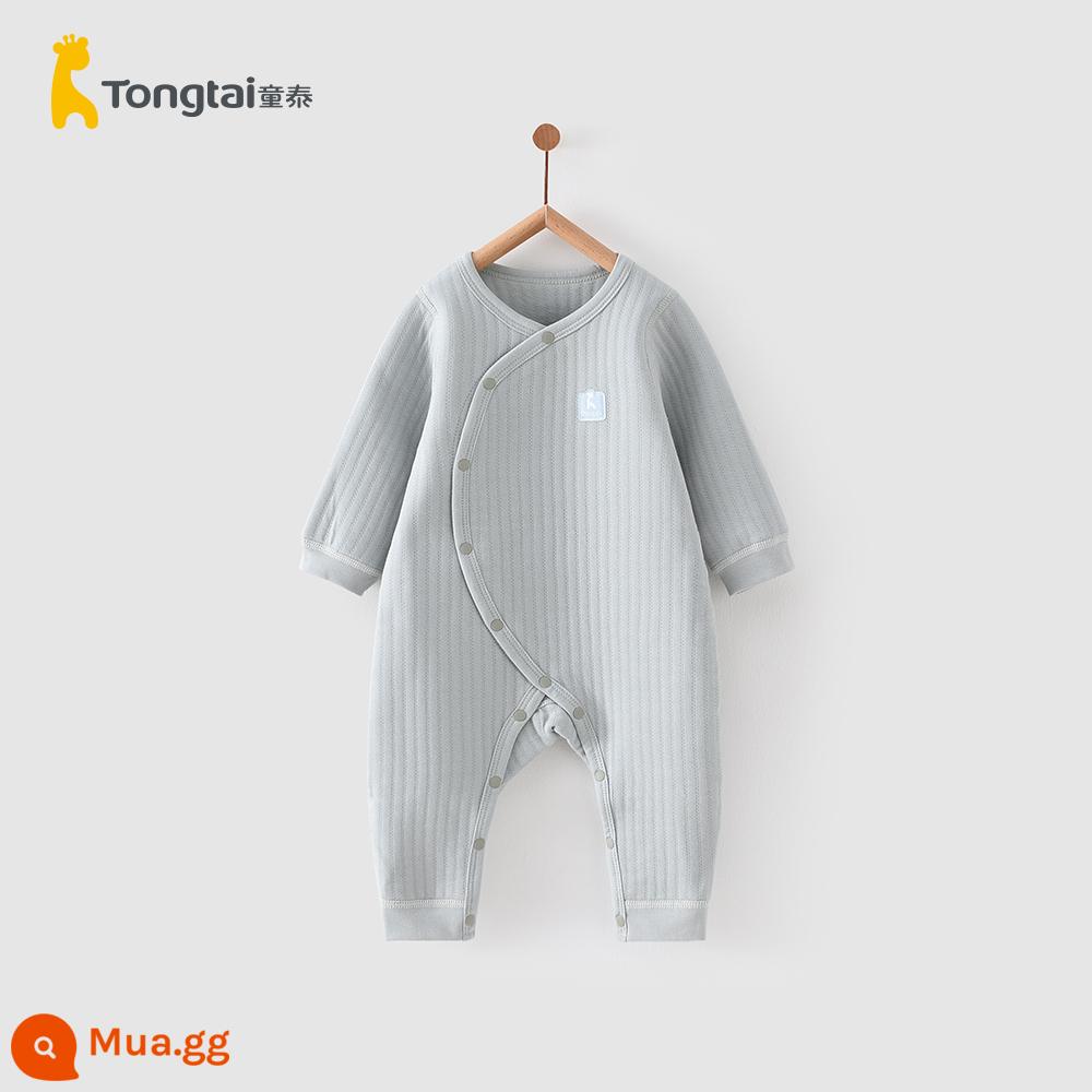 Tongtai mùa thu đông 0-6 tháng sơ sinh bé trai và bé gái quần áo trẻ em cotton mỏng bướm áo liền quần cotton nguyên chất dày dặn áo liền quần - Jumpsuit giữ nhiệt-Xanh lục