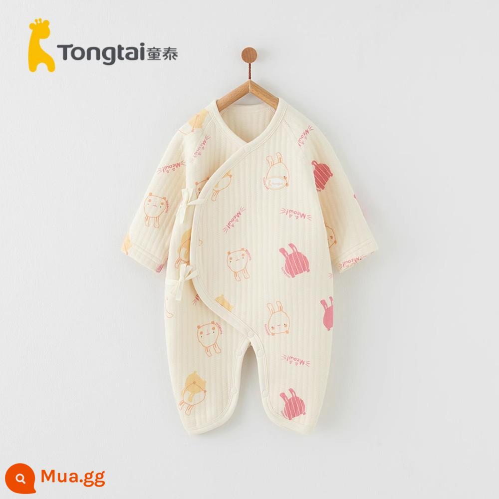 Tongtai bé quần áo thu đông sơ sinh bướm ấm romper áo liền quần mùa thu đông nam nữ bé cotton áo liền quần - chú thỏ hồng