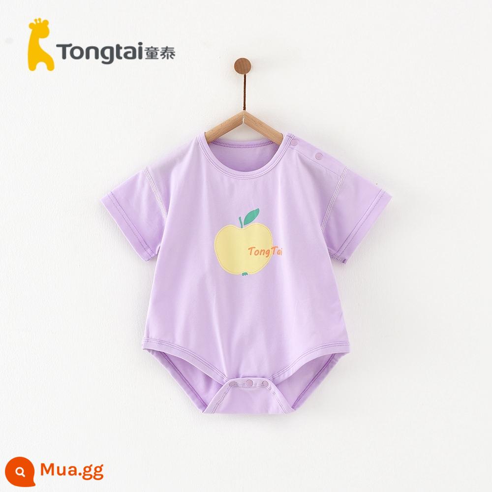 Tongtai quần áo trẻ em mùa hè 1-18 tháng nam và nữ áo liền quần cotton nguyên chất ngắn tay áo liền quần nhẹ và thoáng khí - Áo khoác hở vai - tím (cotton)