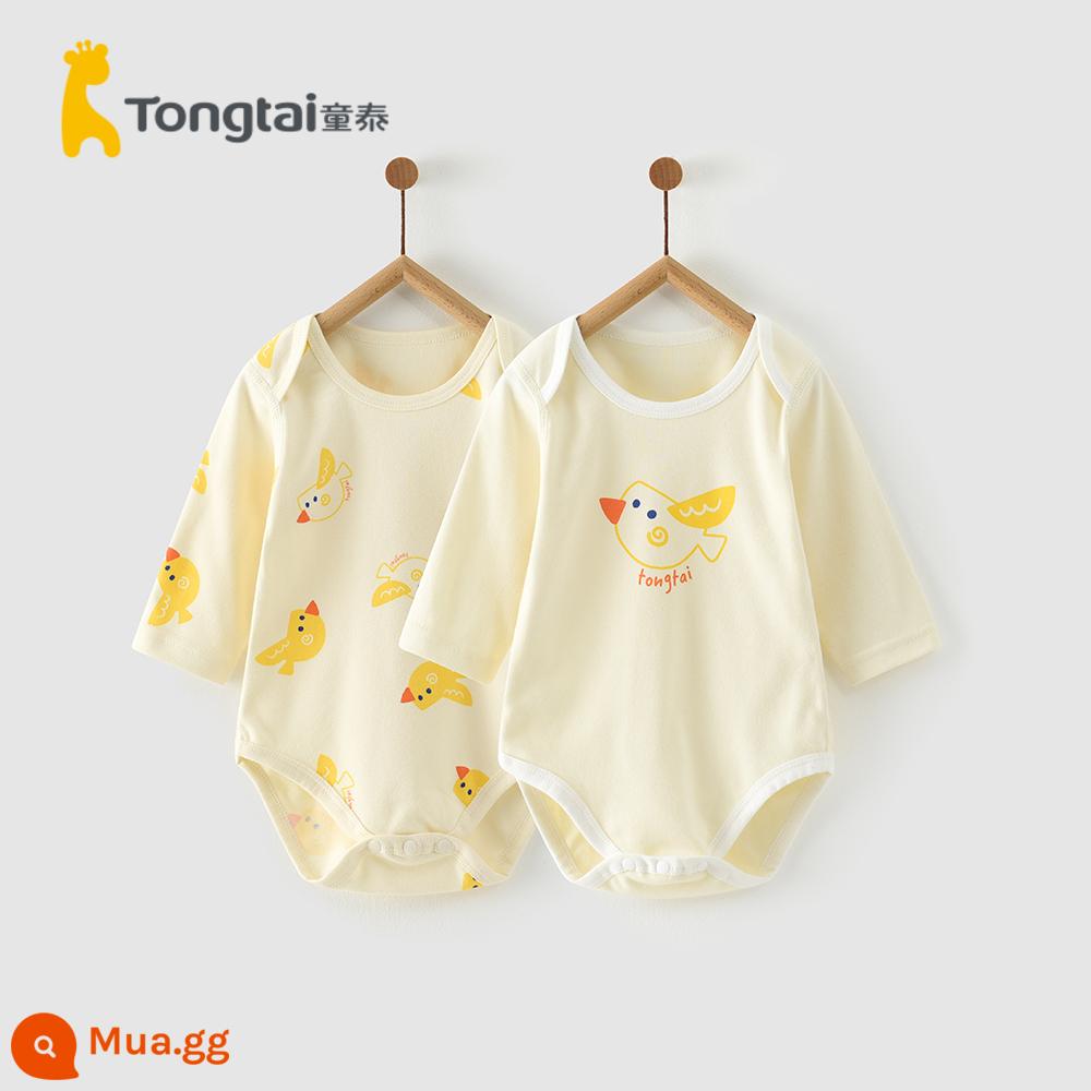 Tongtai 1-18 tháng quần áo trẻ sơ sinh áo liền quần cotton nguyên chất xì hơi quần áo 2 cái quần áo leo núi mùa xuân và mùa thu quần áo - Chú chim dễ thương (kiểu áo thun)