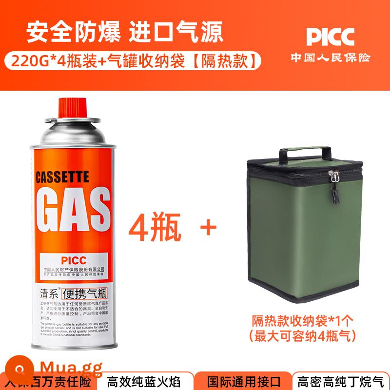 Bếp gas bình gas di động bình nhỏ bình chính hãng phổ thông butan Waska từ chai khí hóa lỏng khí - Túi bảo quản cách nhiệt 4 gas [gói]