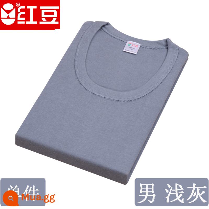 Hongdou mùa thu đông nam nữ trung niên và người cao tuổi cotton nguyên chất cổ cao cổ cao cổ thấp cổ tròn bộ quần áo mùa thu đồ lót áo - Áo cổ thấp nam màu xám nhạt