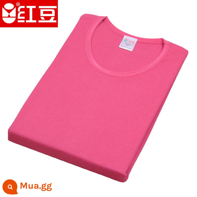 Hongdou mùa thu đông nam nữ trung niên và người cao tuổi cotton nguyên chất cổ cao cổ cao cổ thấp cổ tròn bộ quần áo mùa thu đồ lót áo - Cổ thấp nữ màu đỏ hồng