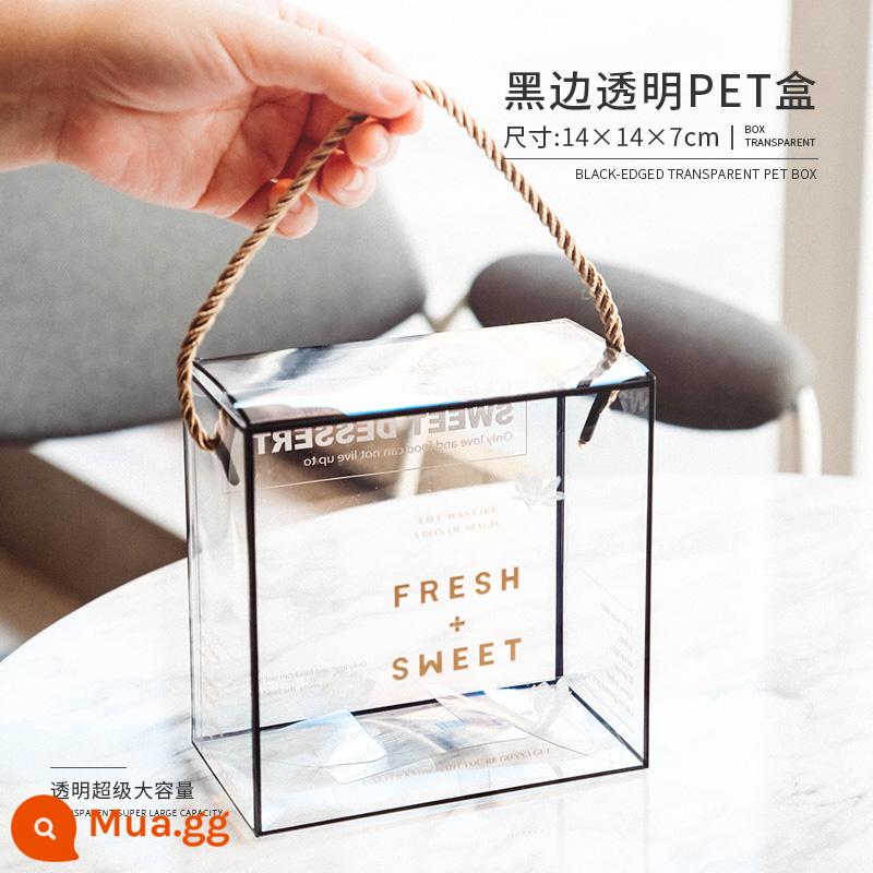 Gạo nếp thuyền bao bì túi bông tuyết nướng giòn vỏ bánh caramel hạnh nhân thuyền bánh niêm phong hộp lớn túi bánh quy tự niêm phong - 5 hộp quà di động PET trong suốt viền đen (có thể đựng được 20 thuyền nếp)