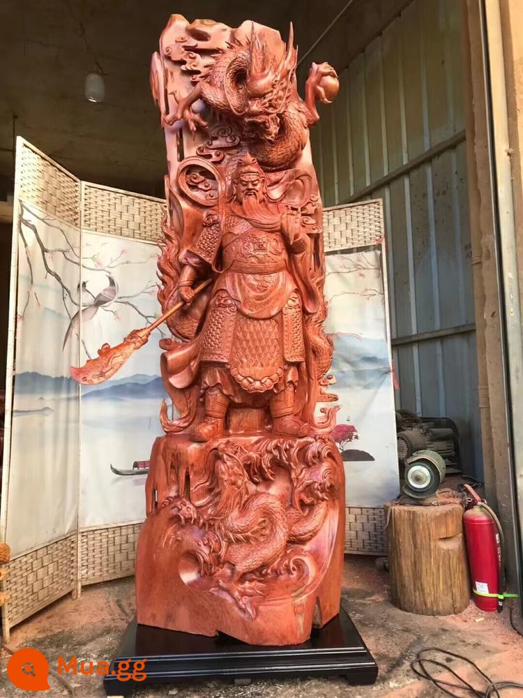 Đồ trang trí chạm khắc gốc Taihang Thuja, Quan Công, Thần tài, chạm khắc gỗ phòng khách, sảnh vào, Quan Vũ, di dời và khai trương công ty, đồ trang trí thủ công - Rồng đôi Bahua (86*46*236)