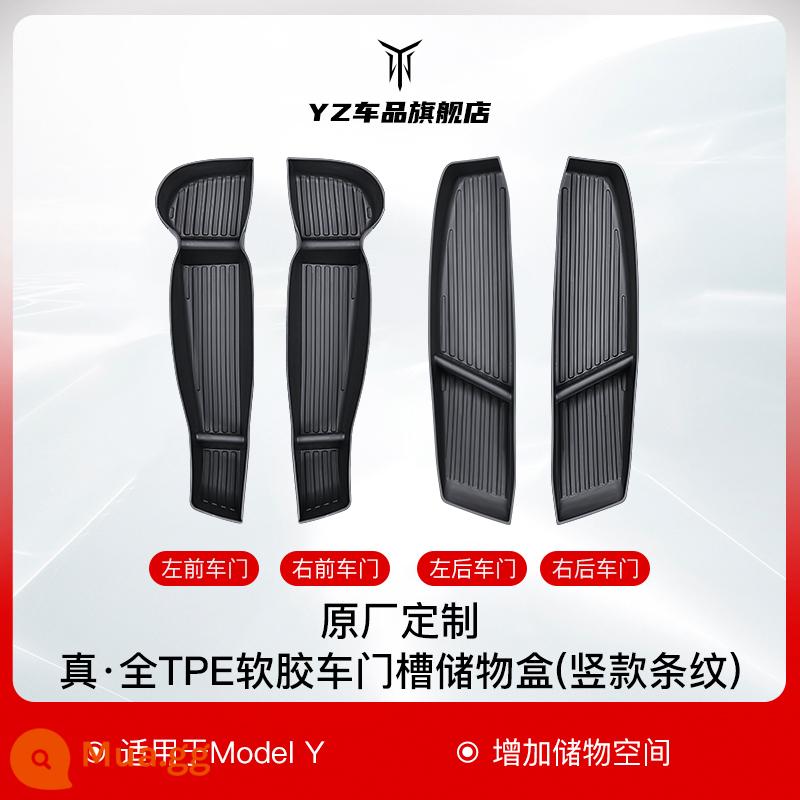 YZ phù hợp với phiên bản đổi mới của Tesla model3/Y của hộp đựng khe cửa để đựng vật dụng trong xe đẩy và phụ kiện - Nửa gói★Hộp đựng đồ cửa trước và cửa sau Model Y-[Bộ 4 món] màu đen