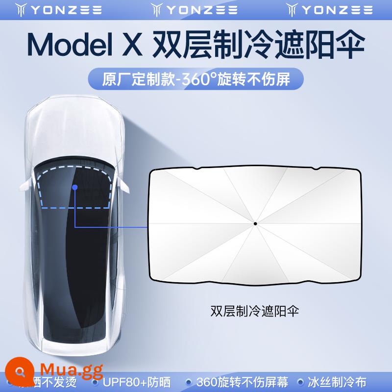 YZ phù hợp với dù che Tesla model3y cửa sổ phía trước xe ô tô che nắng cách nhiệt sửa đổi phụ kiện Ya - Dù che đặc biệt ModelX [tay cầm ô có thể xoay mới - không làm hỏng màn hình]