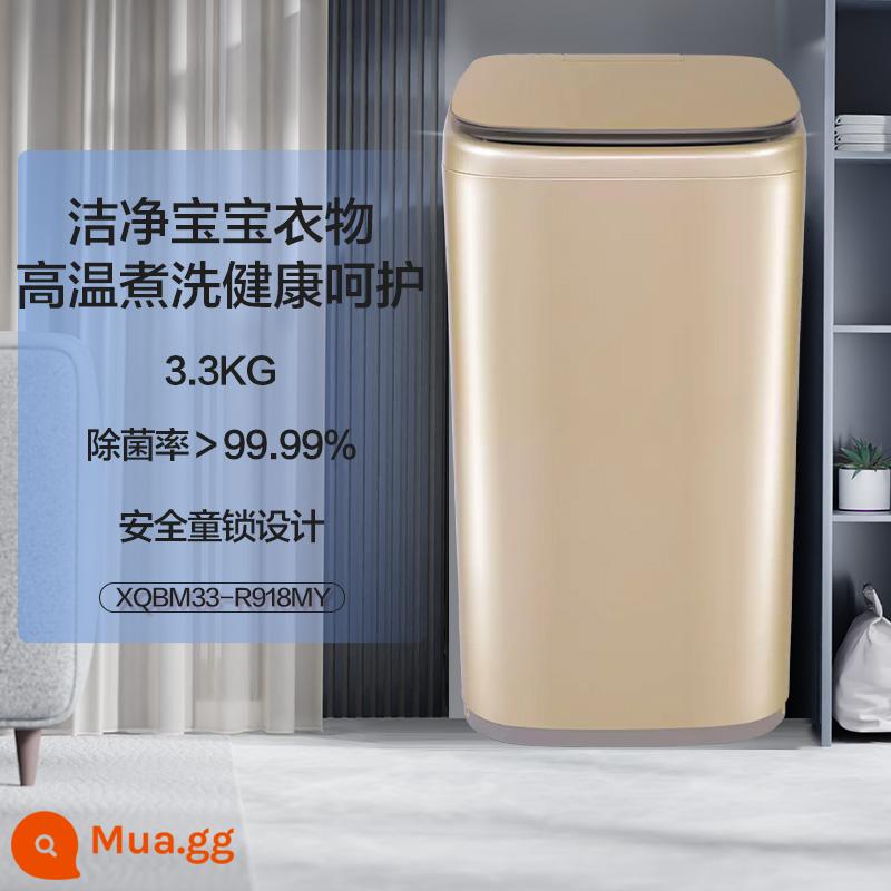 【Giặt nước nóng】Máy giặt haier 3,3kg mini nhỏ hoàn toàn tự động cho đồ lót trẻ em R918 - Rượu sâm banh