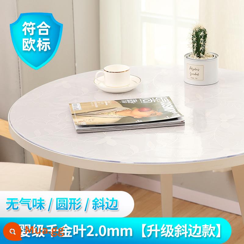 Bàn trải bàn tròn không thấm nước -bàn chống đệm PVC Bàn tròn đệm chống lại nhà máy tính bảng trong suốt trong suốt - Lá Stephanotis kháng khuẩn dành cho mẹ và bé 2.0