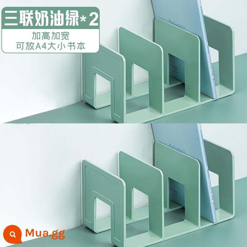 Giá tập tin acrylic lớn dày gấp bốn lần khung tập tin máy tính để bàn giá đỡ hộp lưu trữ tập tin giấy A4 dữ liệu sách lớp lưu trữ giá sách đứng tách cột phân loại hoàn thiện văn phòng vị trí giá đỡ - Khung tài liệu ba cột dày/giá sách màu xanh kem [được nâng cấp để nâng cao và mở rộng]*2