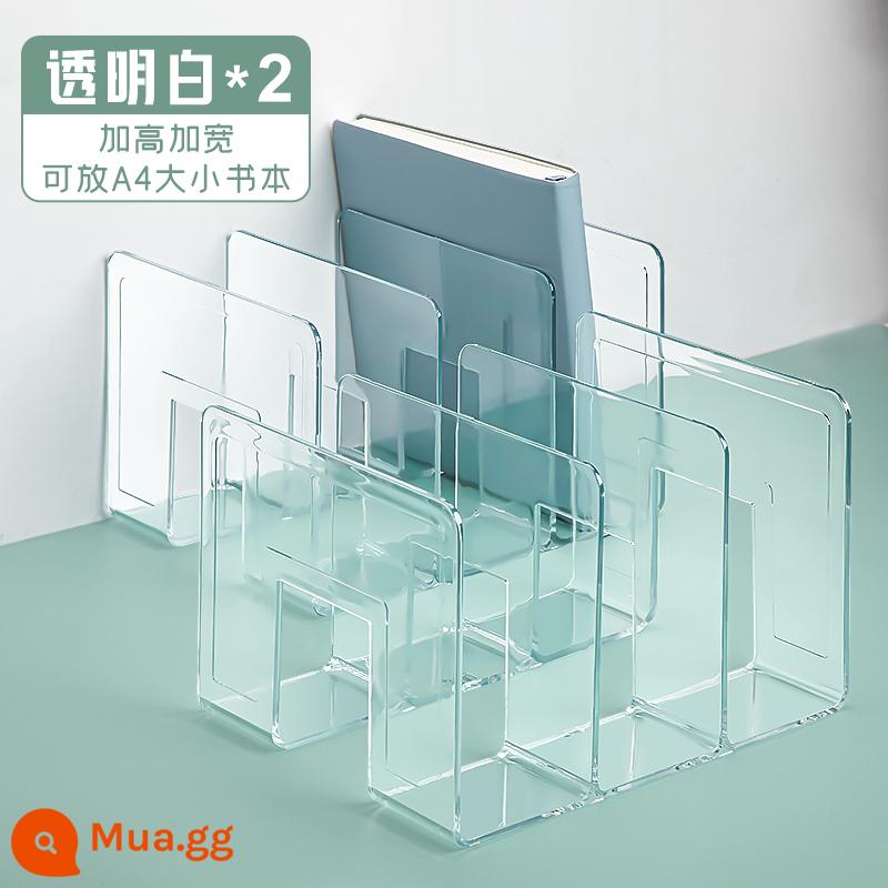 Giá tập tin acrylic lớn dày gấp bốn lần khung tập tin máy tính để bàn giá đỡ hộp lưu trữ tập tin giấy A4 dữ liệu sách lớp lưu trữ giá sách đứng tách cột phân loại hoàn thiện văn phòng vị trí giá đỡ - Khung tài liệu ba cột dày/giá sách màu trắng trong suốt [được nâng cấp để nâng cao và mở rộng]*2