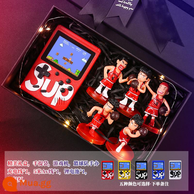 Mới sup máy chơi game cầm tay retro FC cầm tay đôi mini trẻ em hoài cổ Tetris cổ điển - Hộp quà đội bóng rổ [400 trò chơi trong một] Phiên bản chơi đơn