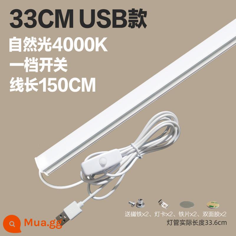 Thoáng Mát Đèn LED Để Bàn Ống USB Ký Túc Xá Sinh Viên Bảo Vệ Mắt Ánh Sáng Trắng Vô Cấp Mờ Dải Phòng Ngủ Hiện Đại Cắm Đèn - Ánh sáng tự nhiên 33 cm [công tắc đầu tiên] Mẫu USB