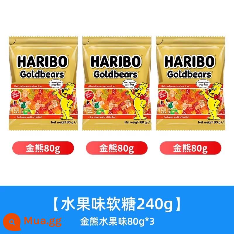 Haribo Kẹo dẻo Haribo Bear qq Kẹo dẻo hương trái cây Đồ ăn nhẹ dành cho trẻ em Nhập khẩu từ Đức cho dịp Giáng sinh - [Hương Trái Cây 240g] Hương Trái Cây Gấu Vàng 80g*3