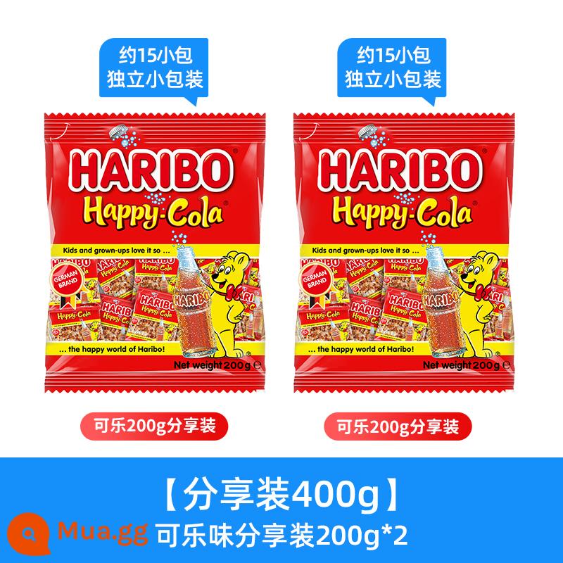 Haribo Kẹo dẻo Haribo Bear qq Kẹo dẻo hương trái cây Đồ ăn nhẹ dành cho trẻ em Nhập khẩu từ Đức cho dịp Giáng sinh - [400g khoảng 30 gói] Gói chia sẻ hương vị Cola 200g*2