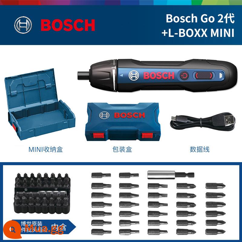 Máy vặn vít dùng pin lithium Bosch Máy vặn vít mini có thể sạc lại công cụ vặn vít điện đa năng BoschGo2 - Bosch Go 2 +Lbox-Mini