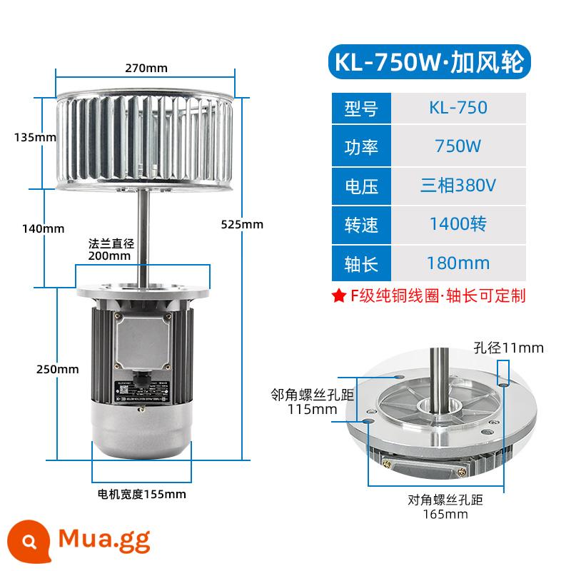 Chịu nhiệt độ cao trục mở rộng động cơ quạt lò nướng lò nướng chu trình nhiệt công nghiệp quạt khuấy cánh quạt gió 750W - Bánh xe gió 750W/1400 vòng/phút/380V