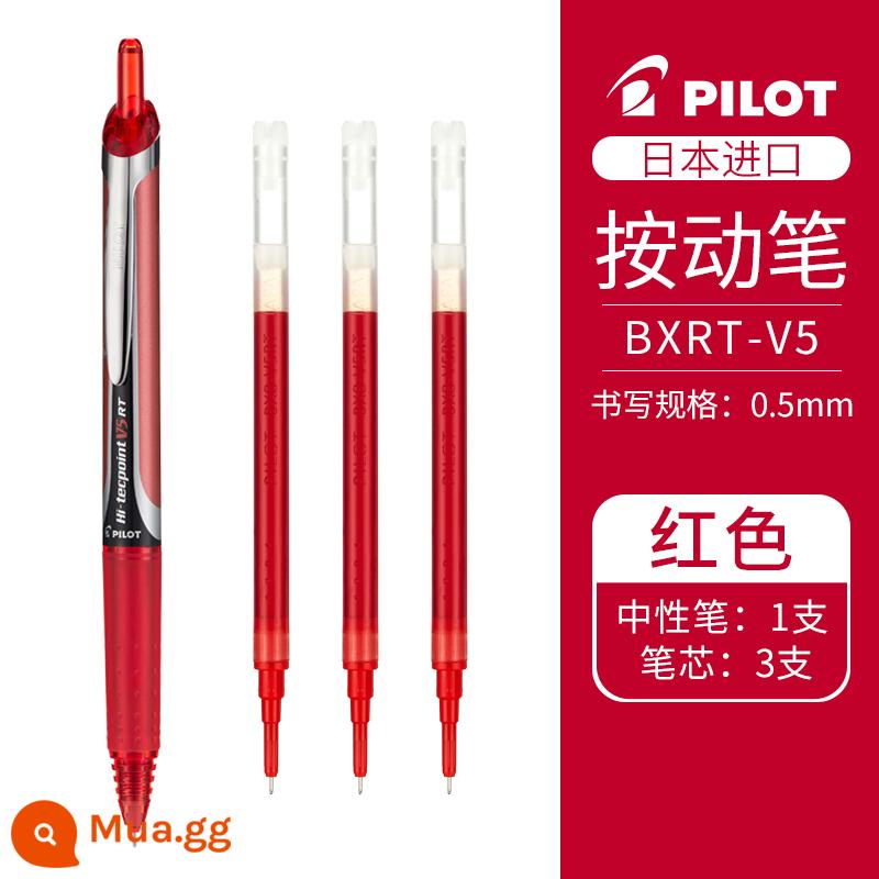 Nhật Bản PILOT Baccarat BXRT-V5 vua tiên phong bút gel bấm ống kim 0,5 màu bút mực nước chữ ký học sinh đen công nghệ thay thế nạp v5rt giới hạn kỳ thi chính thức đặc biệt - [Gói kết hợp] 1 bút đỏ + 3 ống nạp màu đỏ-0,5mm