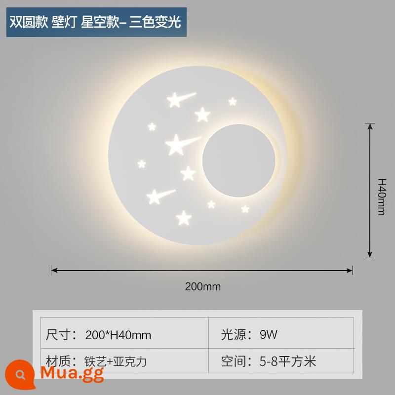 Đèn tường đầu giường tối giản hiện đại đèn led nền phòng khách đèn tường lối đi Bắc Âu sáng tạo đám mây tối giản đèn hành lang - Mô hình bầu trời đầy sao hình tròn đôi màu trắng 20CM mờ ba màu