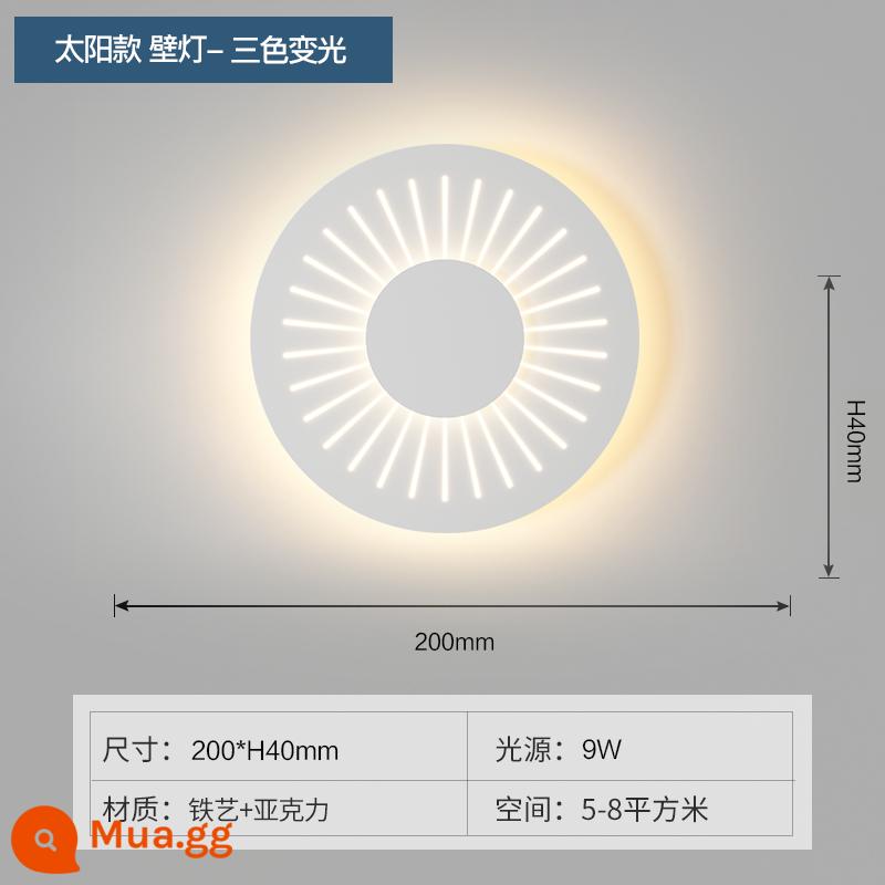 Đèn tường đầu giường tối giản hiện đại đèn led nền phòng khách đèn tường lối đi Bắc Âu sáng tạo đám mây tối giản đèn hành lang - Mặt trời trắng phong cách 20CM mờ ba màu