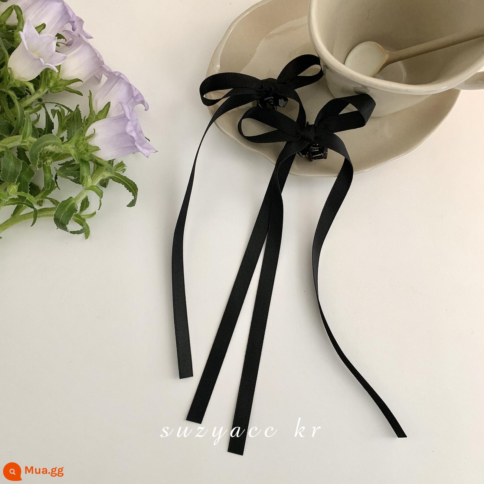 suzyacc kr phong cách múa ba lê kiểu Pháp nơ streamer clip tinh khiết mong muốn cô gái ngọt ngào kẹp tóc nhỏ cao cấp - Cặp đen còn hàng