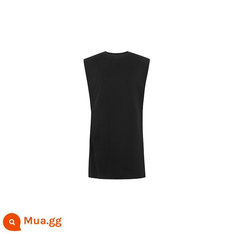 Meiyang MEIYANG lễ khai mạc vest cotton mịn pha thiết kế cảm giác bên xẻ tà áo thun thẳng cổ tròn không tay - Màu đen (hàng giao ngay sẽ được vận chuyển trong vòng 3 ngày)