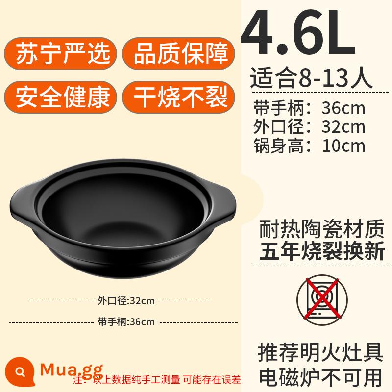 Soong Nồi Hầm Hộ Gia Đình Khí Chịu Nhiệt Độ Cao Khô Nấu Nồi Đất Bếp Gas Âm Đặc Biệt Canh Gốm Nhỏ Soong 939 - "Nâng cấp và đặc" 4.6L - không nắp [không nứt khi sấy khô] thích hợp cho 8-13 người