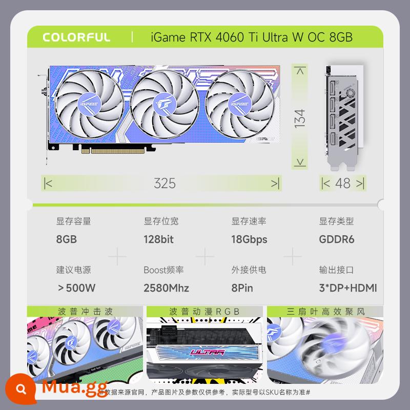 Tomahawk đầy màu sắc Igame RTX30603060TI AD Ultra Brand New Desktop Gaming Graphics - Card đồ họa iGame GeForce RTX 4060 TI Ultra W OC 8G đầy màu sắc