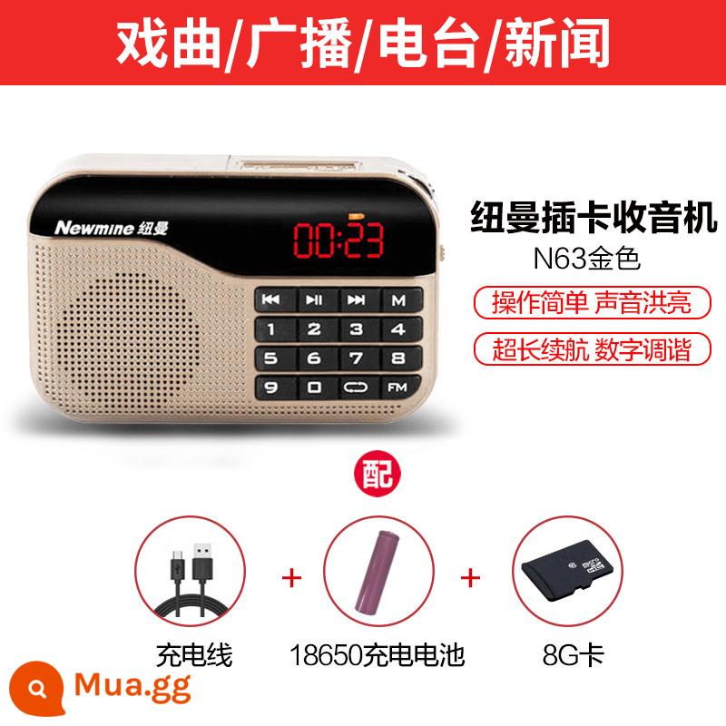 Newman Ông Già Retro Đài FM Nhỏ Di Động Sạc Thẻ Chơi Bán Dẫn Đa Năng 310 - Vàng [tiêu chuẩn chính thức + thẻ 8G]